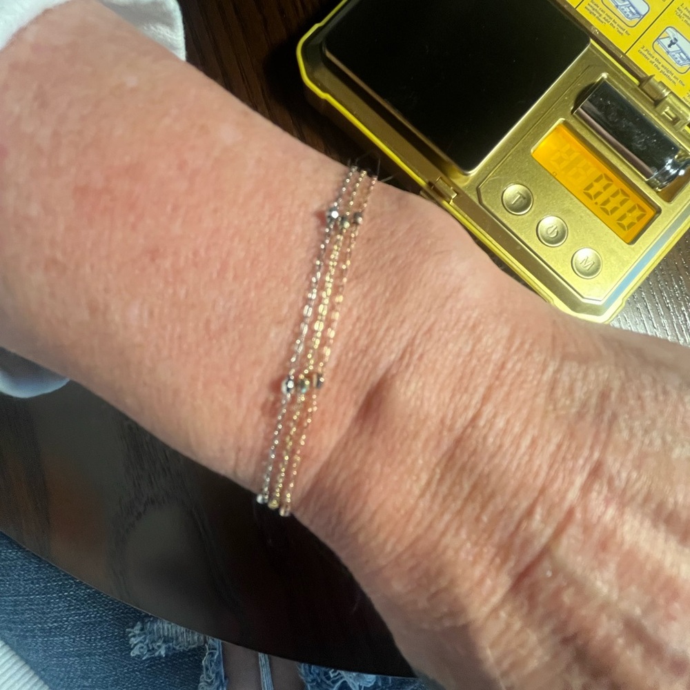 Marked 14k Yellow White & Rose Gold Ankle Bracelet Anklet Triple Layered 10”
